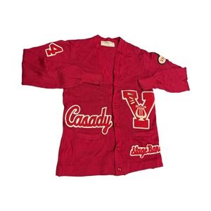 Vintage 50s Band Cárdigan Allion Knit Burgundy 100% Wool Sz XL Stage Collectible